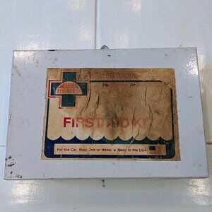 Vintage 1984 Healer First Aid Kit Metal Tin – Complete & Unopened